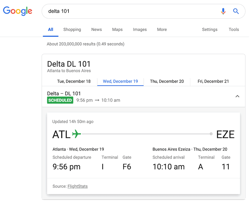 Google Search Tips: Google can give you flight status