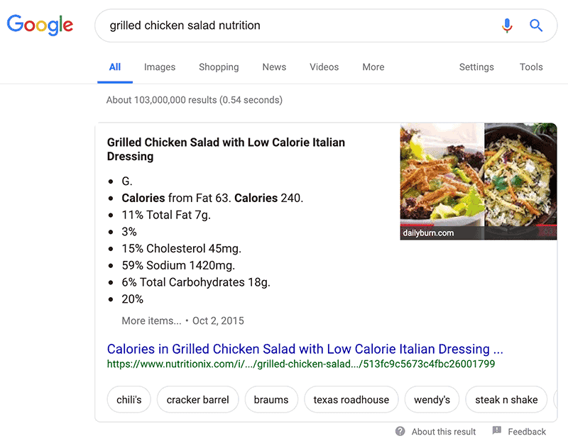 Google Search Tips: Google can give you nutrition details