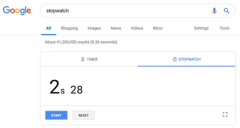 Google Search Tip: Use Google stopwatch to keep expert time.