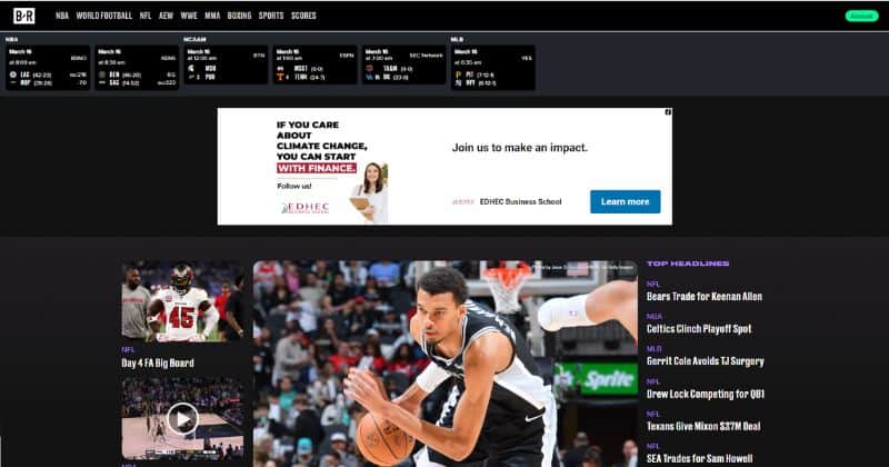 Sports blog ads example